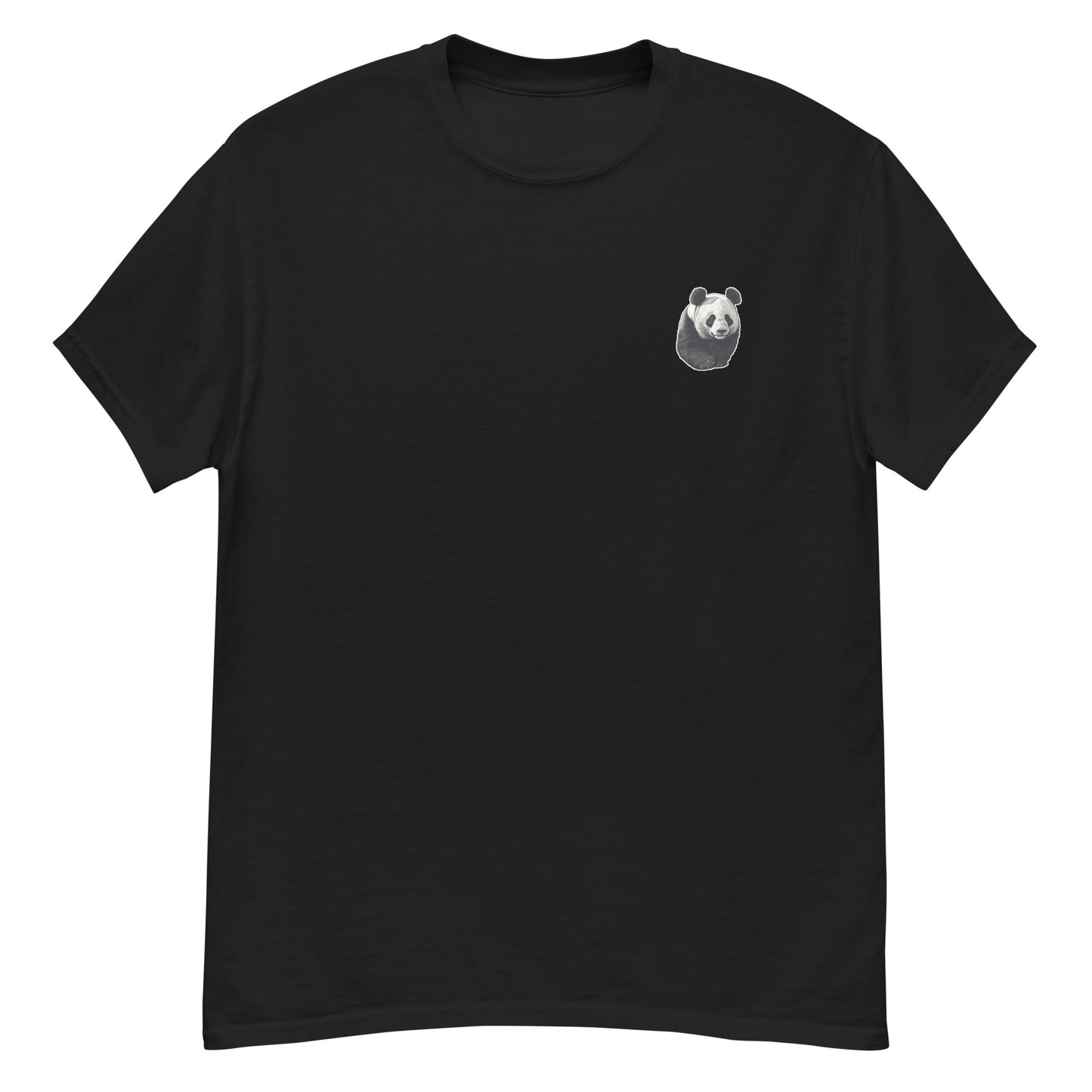 Black High Quality Tee - Front Design with a Panda on left chest - Back Design with a Panda and a Phrase " pandas are my spirit animal. Lazy, dark circles, and always hungry." print