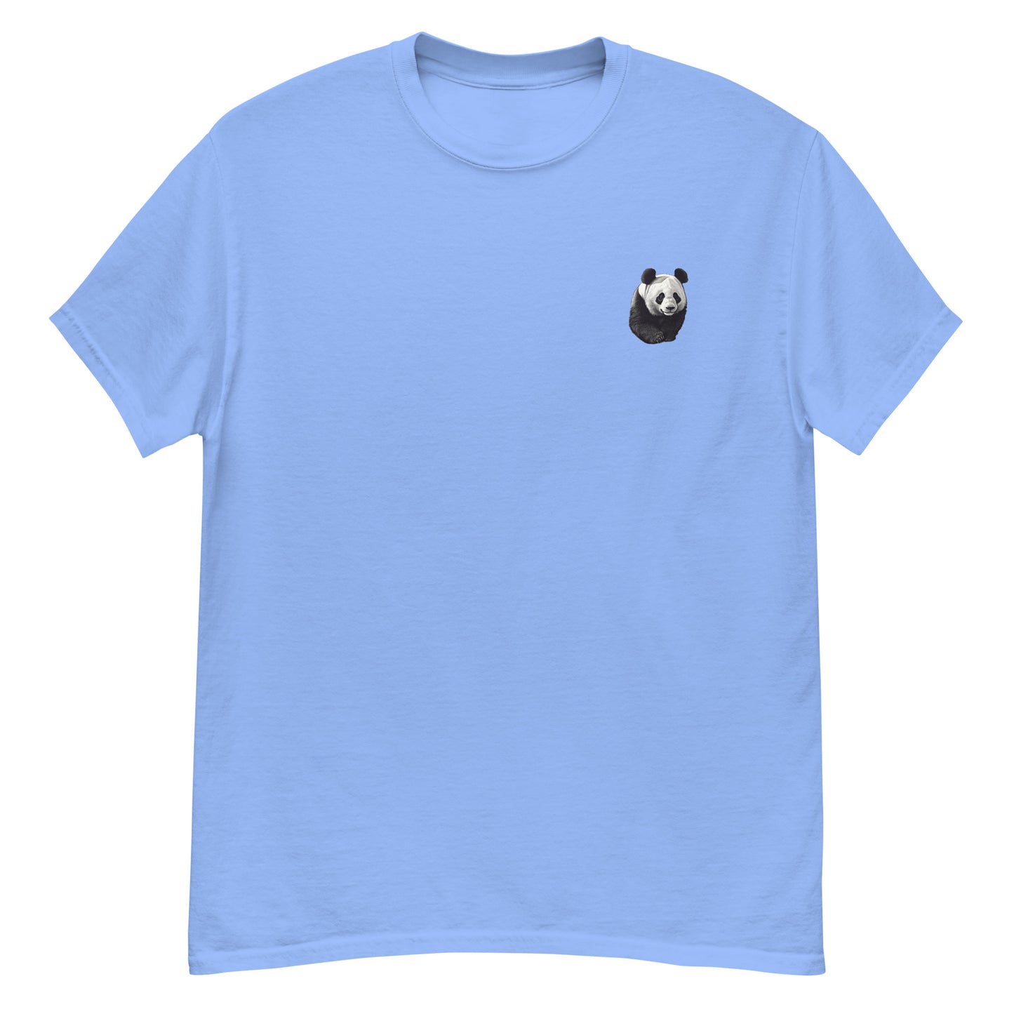 Light Blue High Quality Tee - Front Design with a Panda on left chest - Back Design with a Panda and a Phrase " pandas are my spirit animal. Lazy, dark circles, and always hungry." print