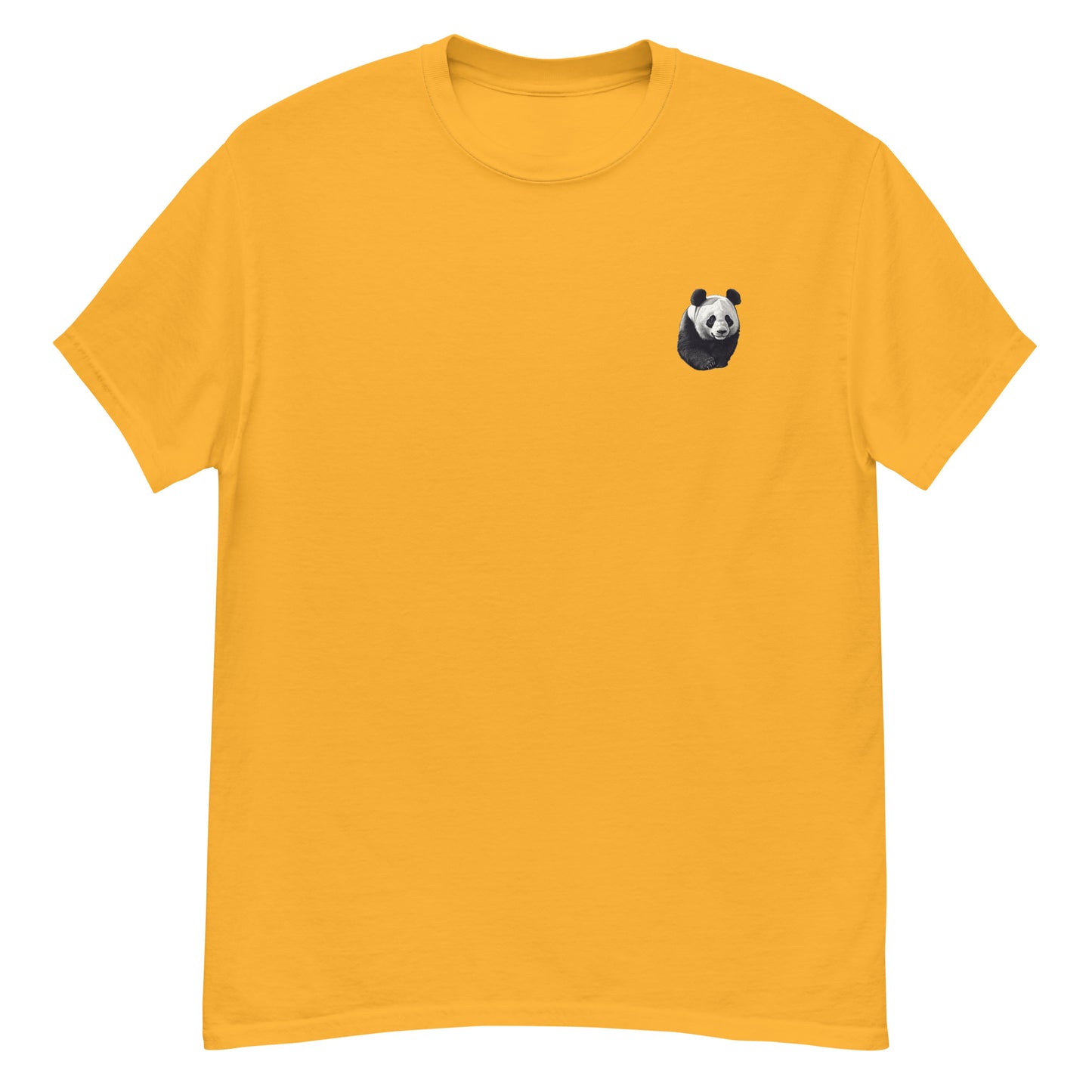 Yellow High Quality Tee - Front Design with a Panda on left chest - Back Design with a Panda and a Phrase " pandas are my spirit animal. Lazy, dark circles, and always hungry." print