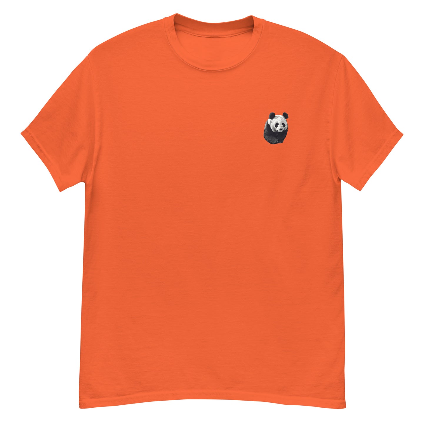 Orange High Quality Tee - Front Design with a Panda on left chest - Back Design with a Panda and a Phrase " pandas are my spirit animal. Lazy, dark circles, and always hungry." print