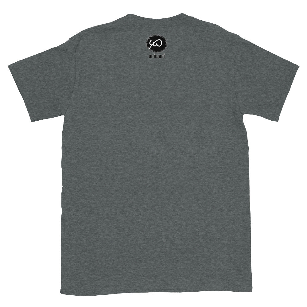 Dark Gray High Quality Tee - Front Design with White print of the phrase "What Happens in Osaka Stay in Osaka" - Back with Uniwari Logo