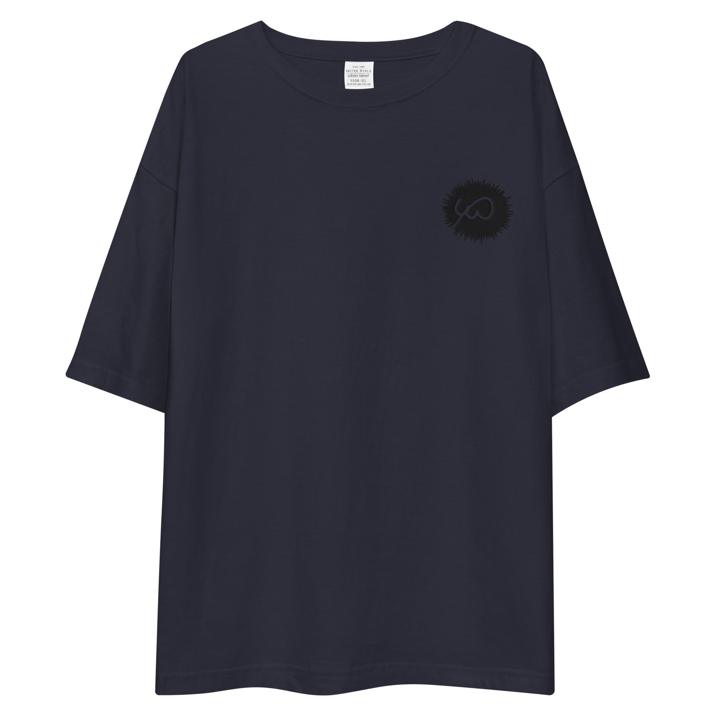 Navy High Quality Oversize Drop ShoulderTee - Front Design with an Black Embroidery of Uniwari Logo