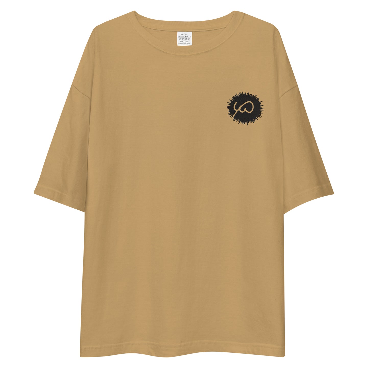 Khaki High Quality Oversize Drop ShoulderTee - Front Design with an Black Embroidery of Uniwari Logo