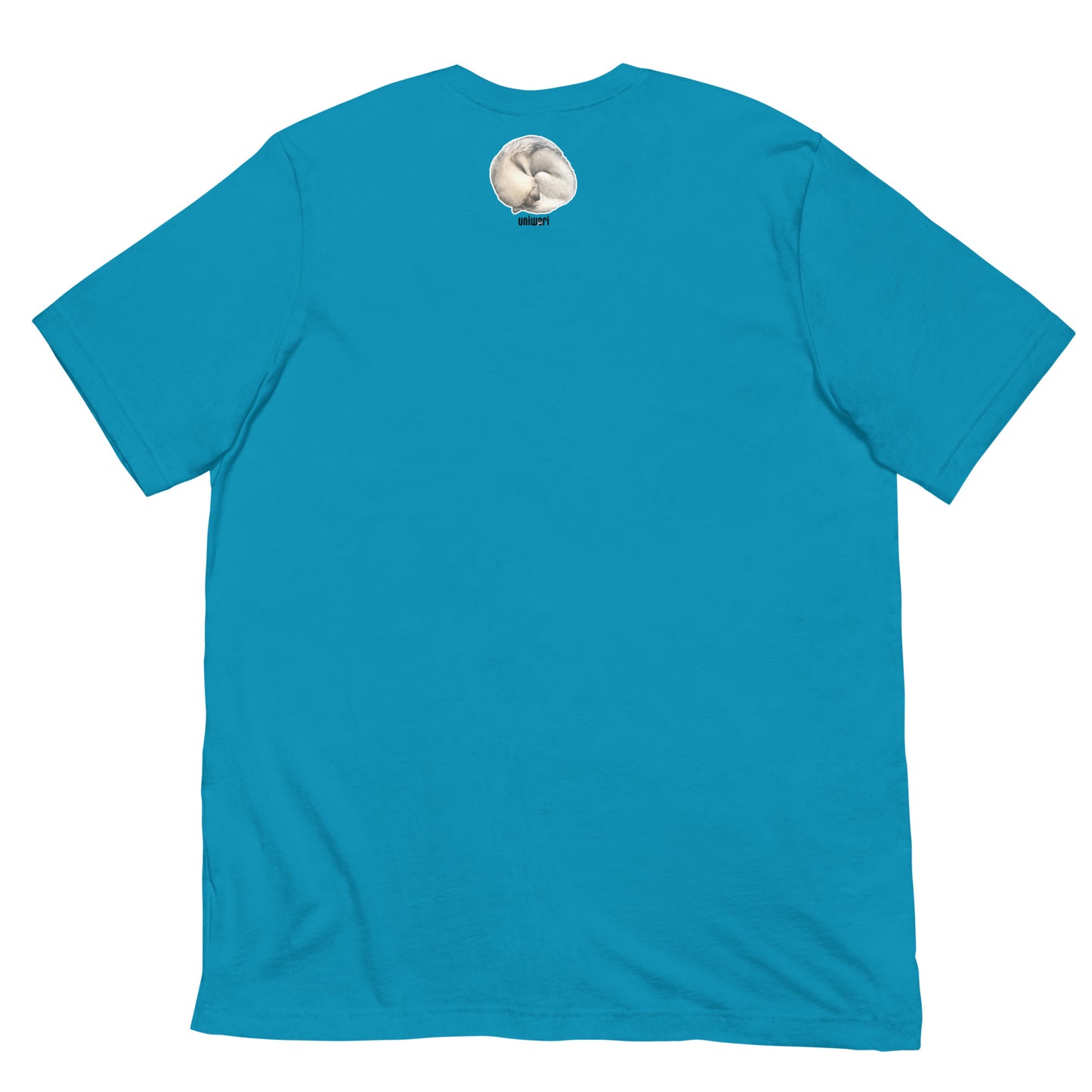 Light Blue High Quality Tee - Front Design with a stamp of 4 FUJI THE HUSKY Sticker - Back Design with 1 FUJI THE HUSKY Sticker and Uniwari Logo