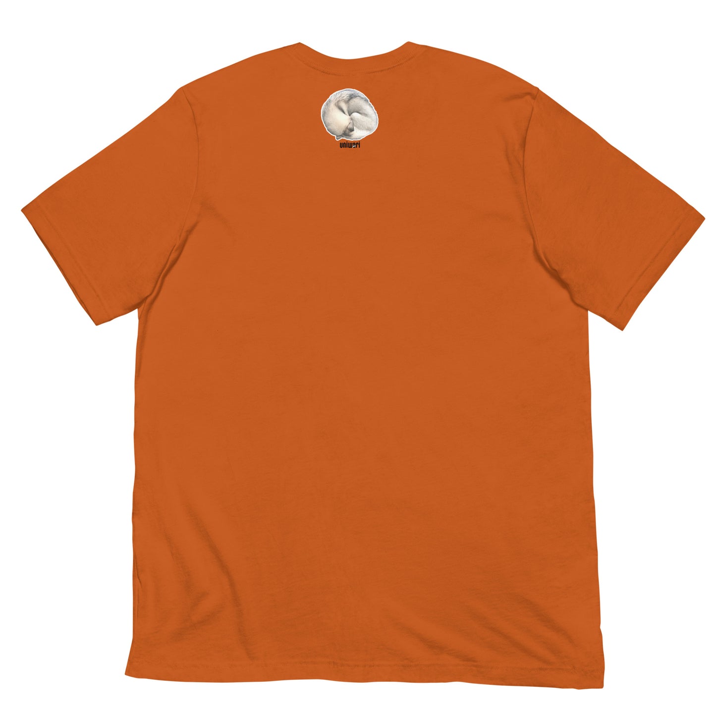 Orange High Quality Tee - Front Design with a stamp of 4 FUJI THE HUSKY Sticker - Back Design with 1 FUJI THE HUSKY Sticker and Uniwari Logo