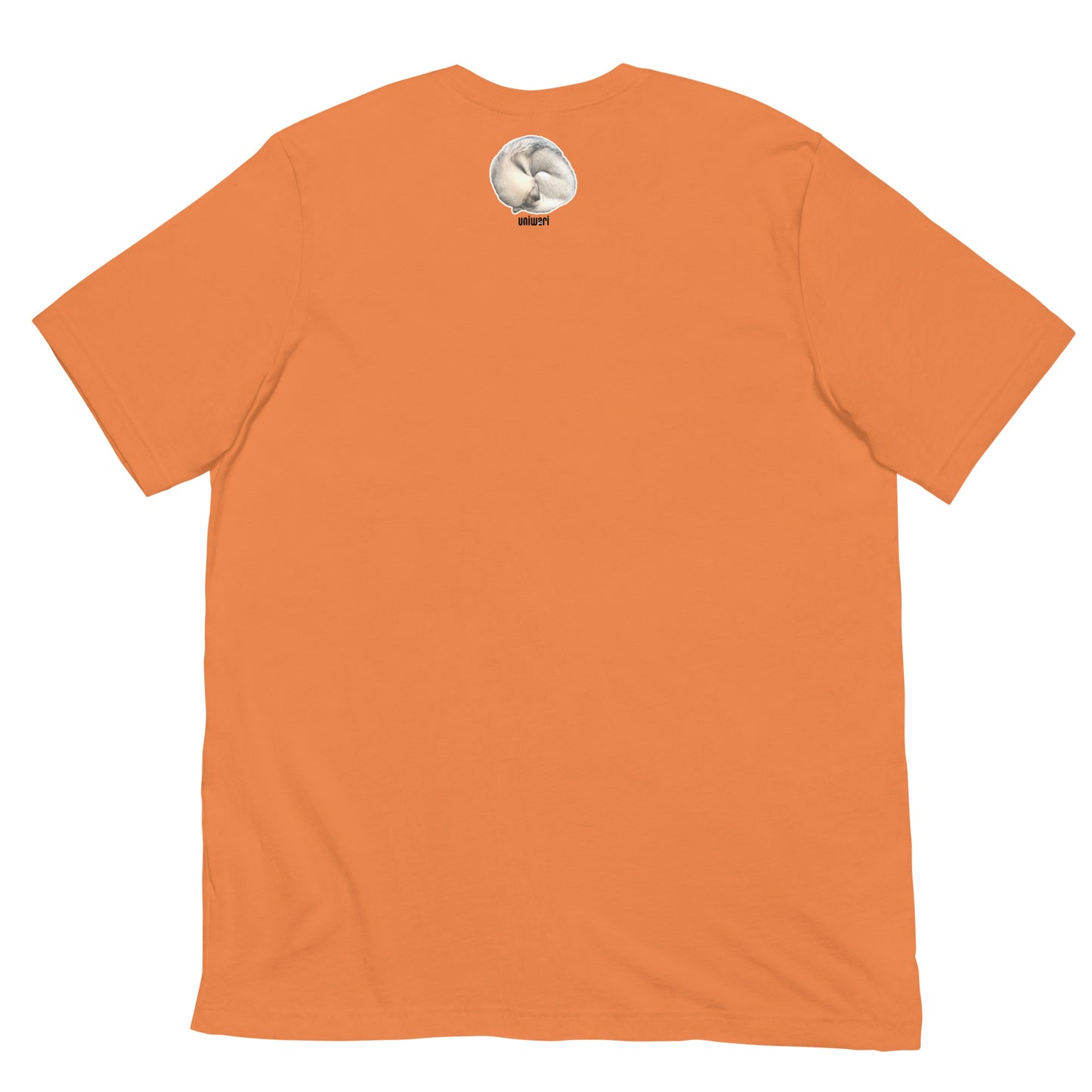 Light Orange High Quality Tee - Front Design with a stamp of 4 FUJI THE HUSKY Sticker - Back Design with 1 FUJI THE HUSKY Sticker and Uniwari Logo