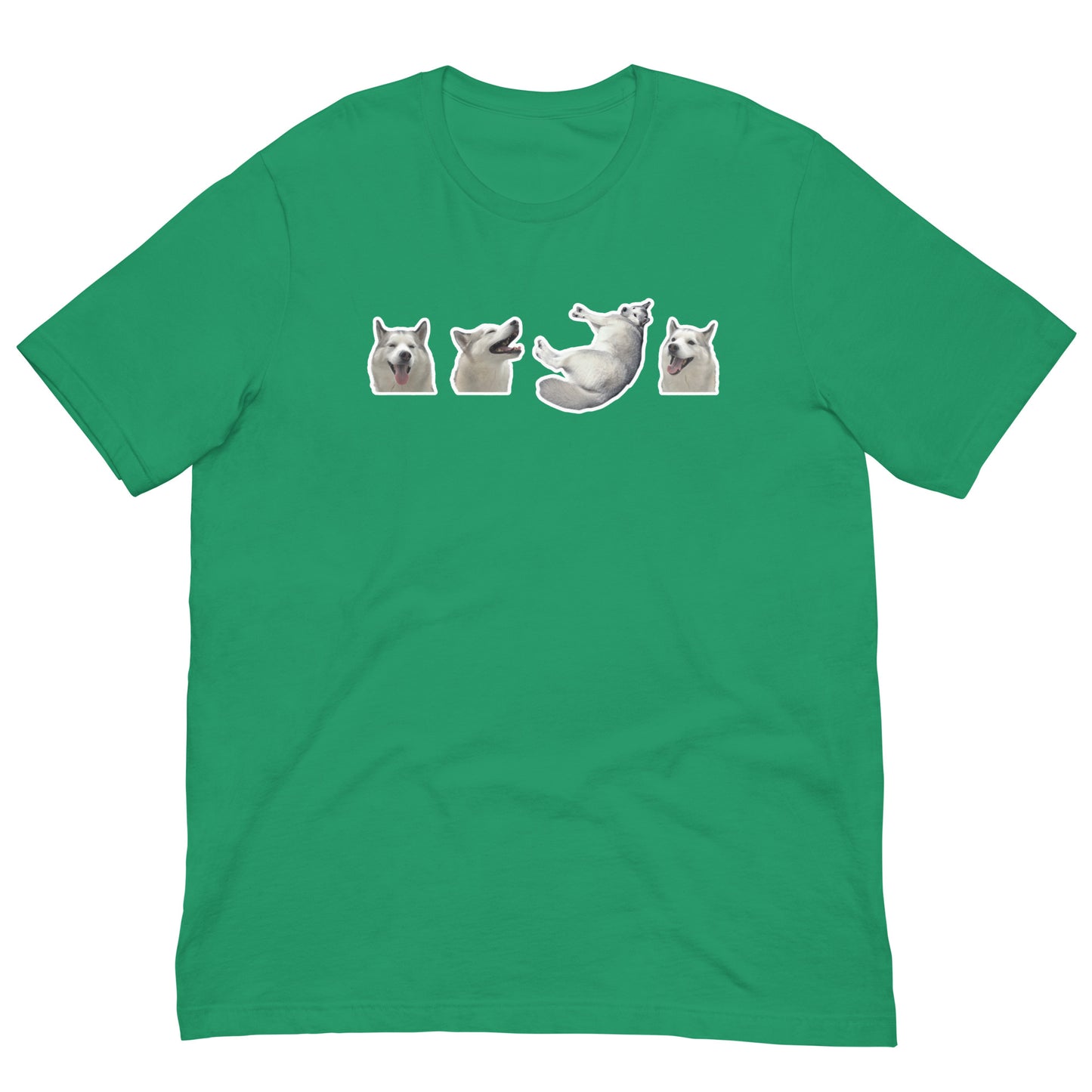 Light Green High Quality Tee - Front Design with a stamp of 4 FUJI THE HUSKY Sticker - Back Design with 1 FUJI THE HUSKY Sticker and Uniwari Logo