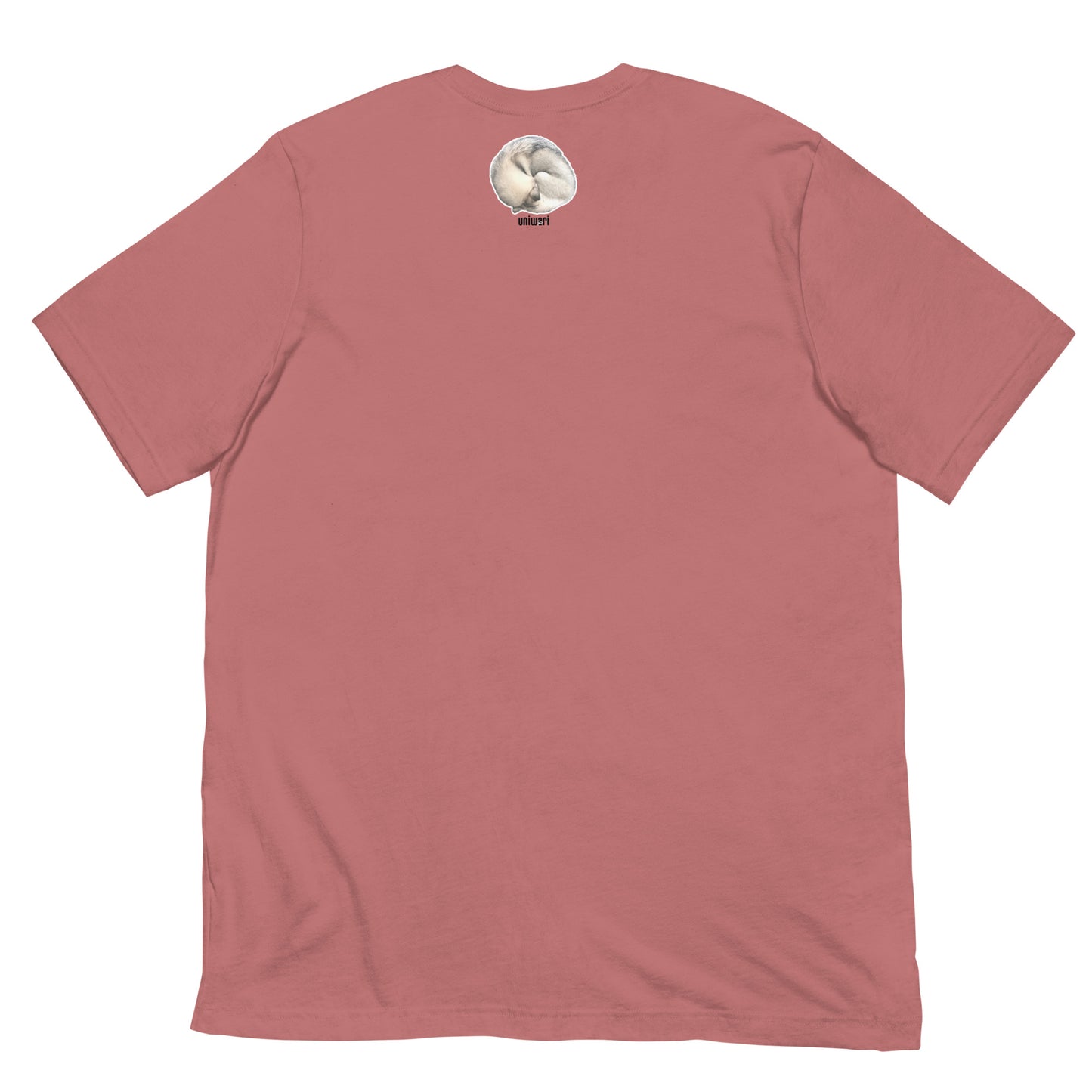 Dusty Pink High Quality Tee - Front Design with a stamp of 4 FUJI THE HUSKY Sticker - Back Design with 1 FUJI THE HUSKY Sticker and Uniwari Logo