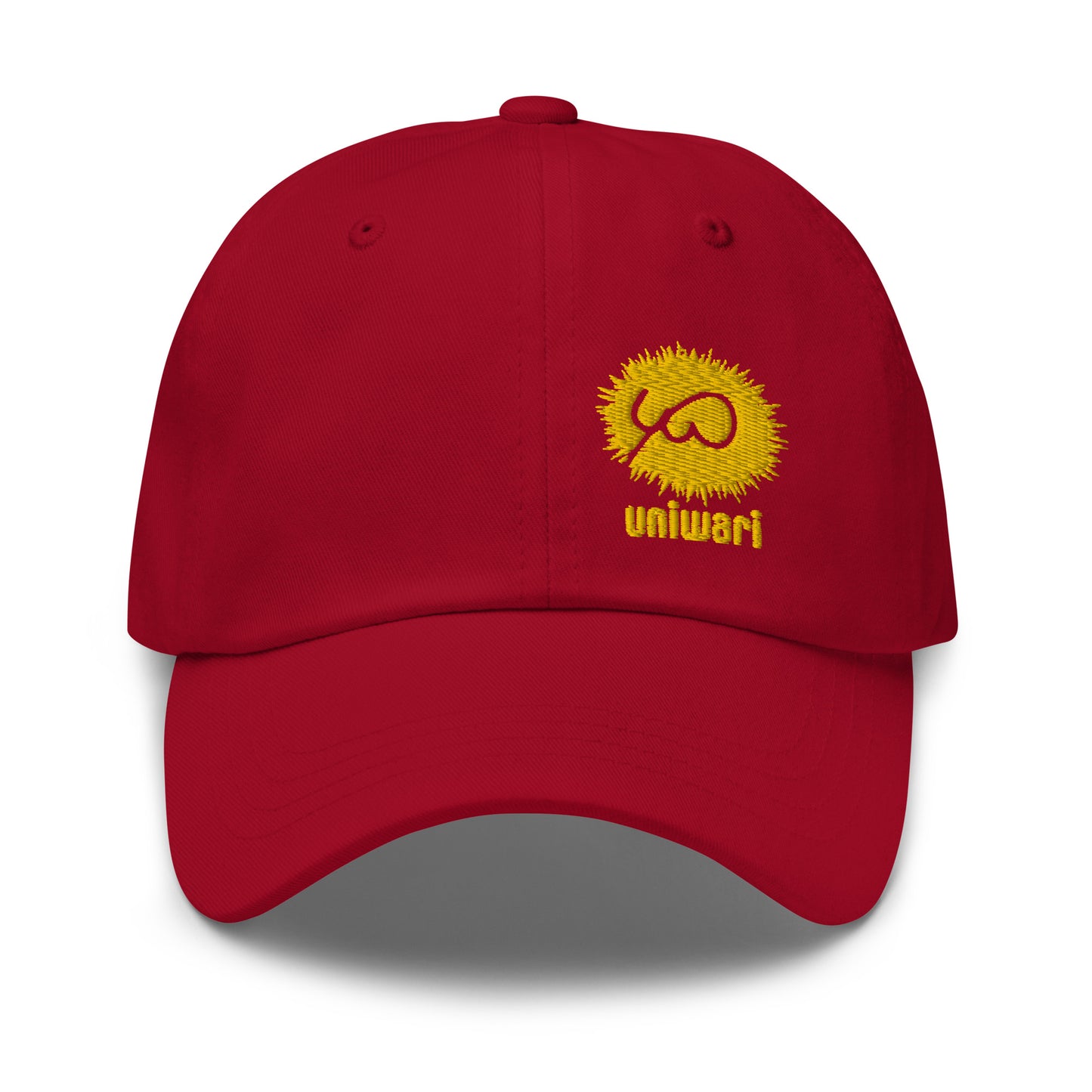 Red Cap- Front Design with an Yellow Embroidery of Uniwari Logo