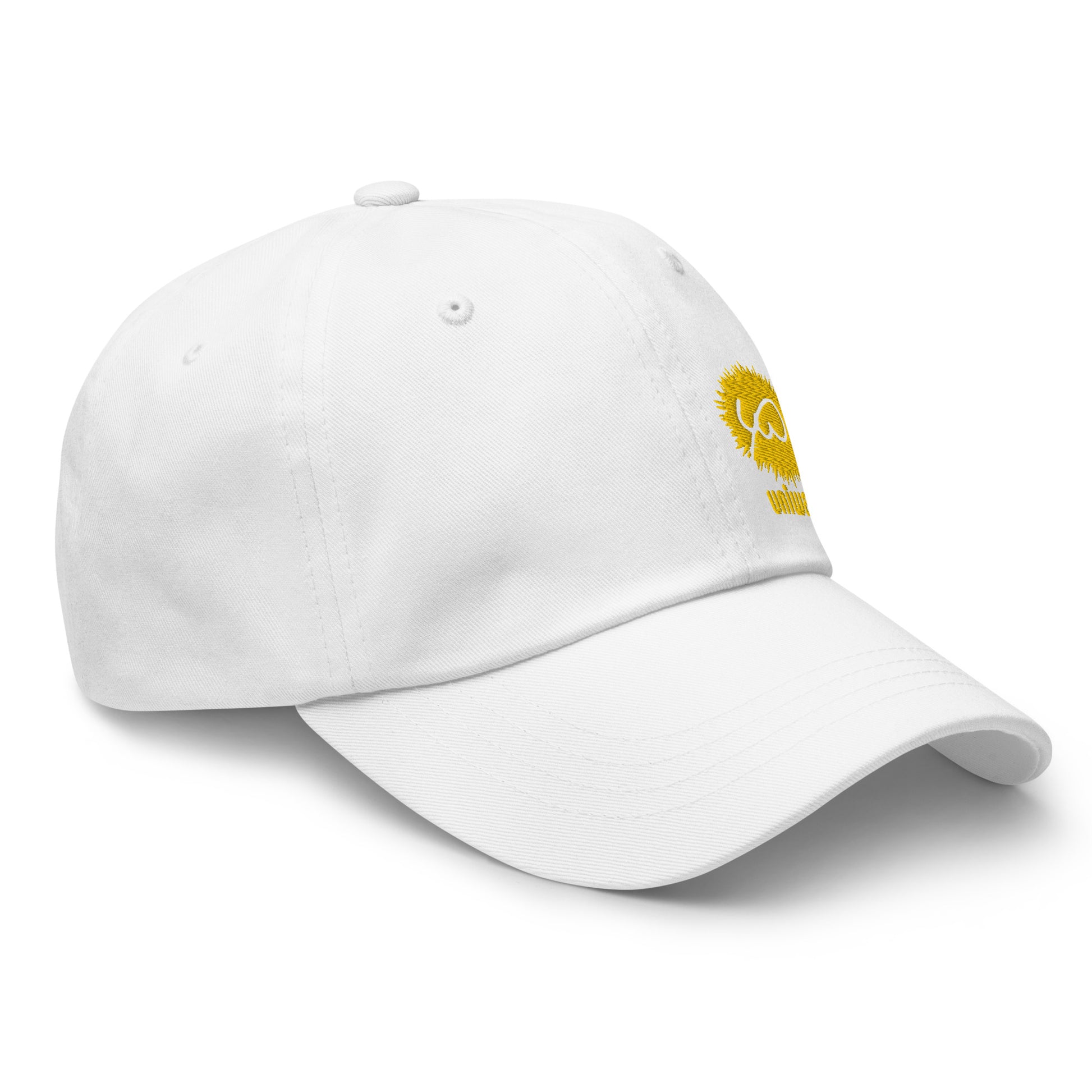 White Cap- Front Design with an Yellow Embroidery of Uniwari Logo