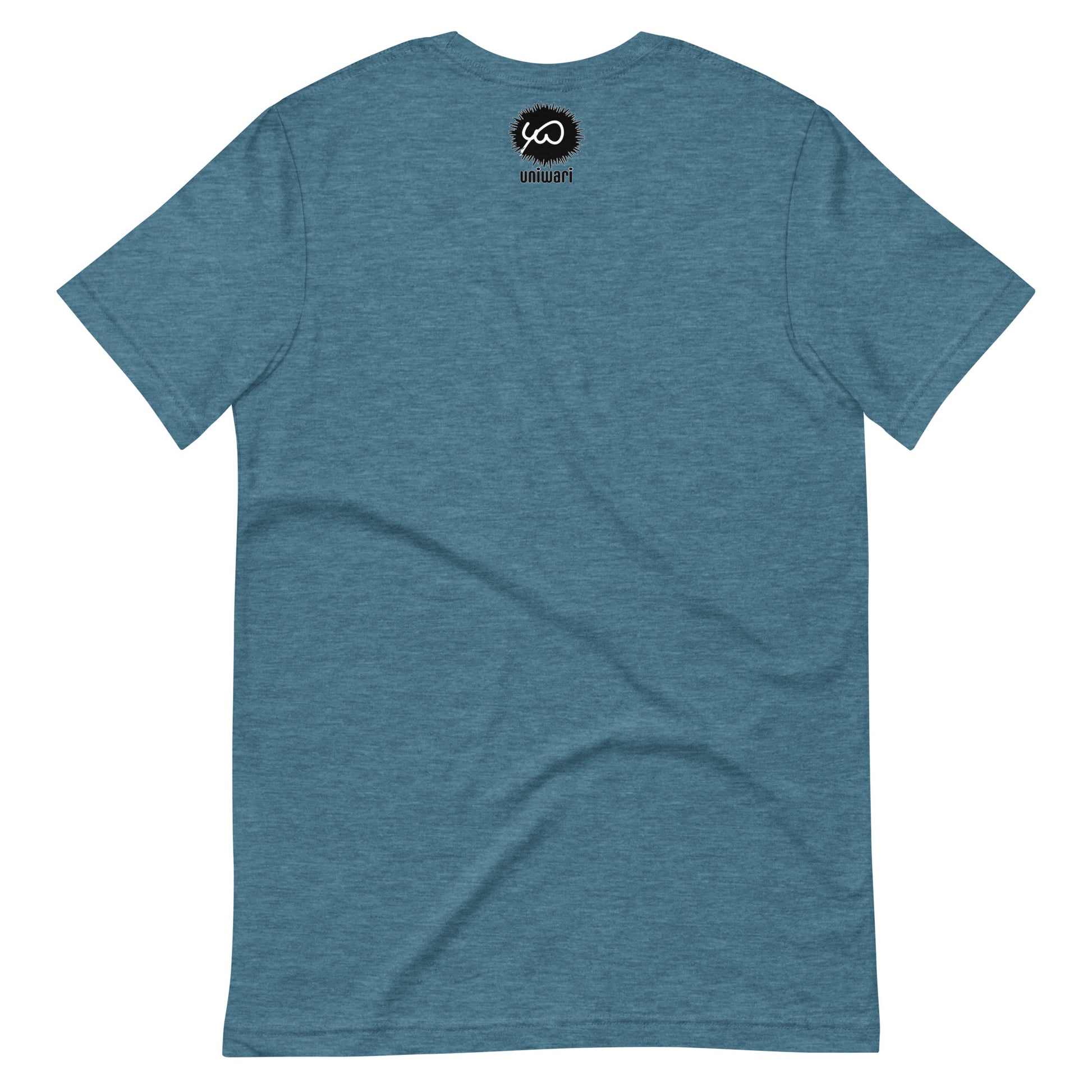 Heather Deep Teal High Quality Tee - Front Design with White print of the phrase "What Happens in Osaka Stay in Osaka" - Back with Uniwari Logo