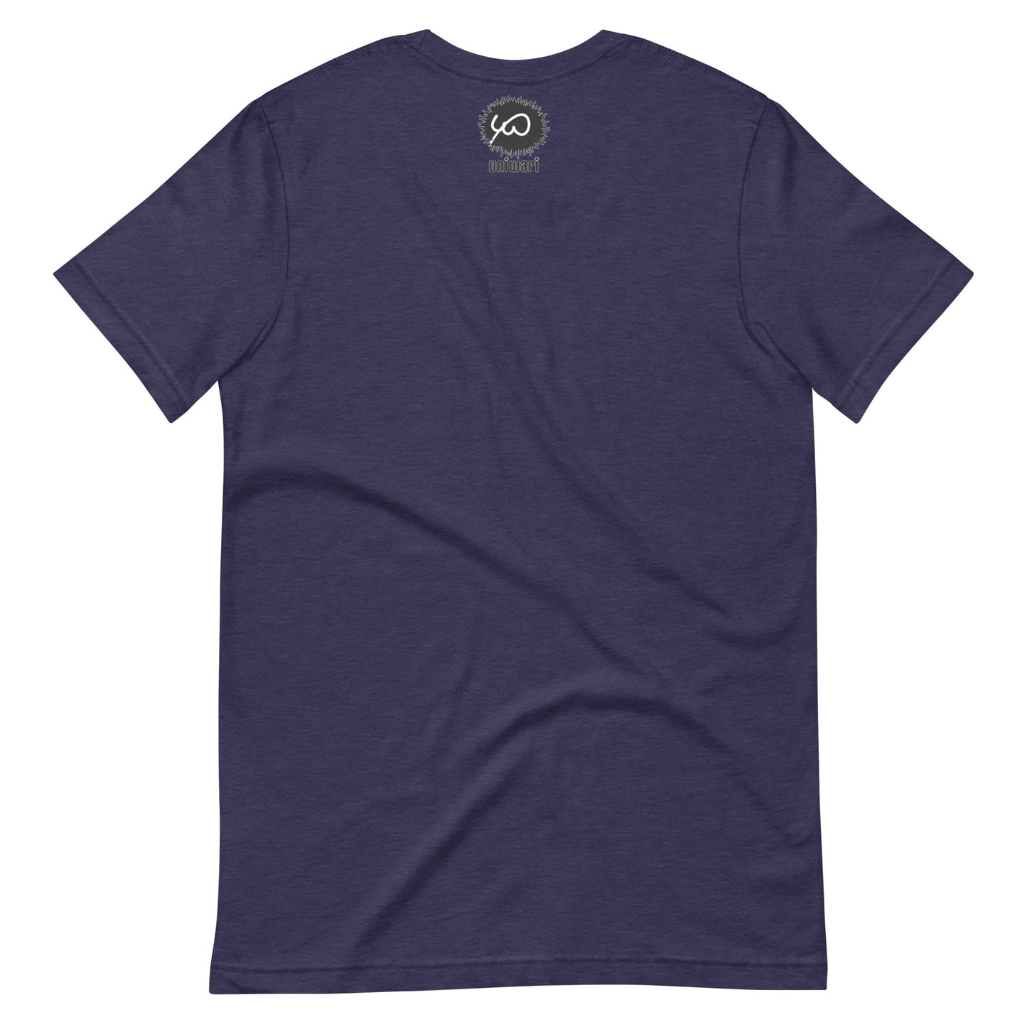 Heather Midnight Navy High Quality Tee - Front Design with White print of the phrase "What Happens in Osaka Stay in Osaka" - Back with Uniwari Logo