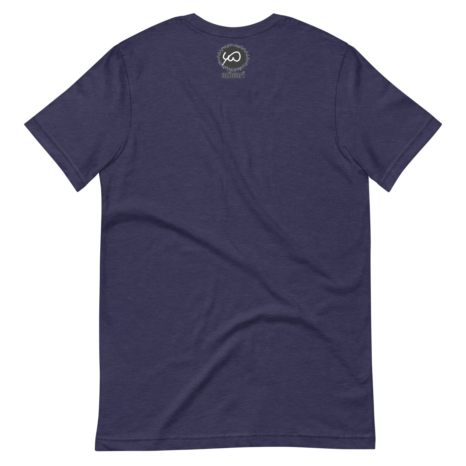 Heather Midnight Navy High Quality Tee - Front Design with White print of the phrase "What Happens in Osaka Stay in Osaka" - Back with Uniwari Logo