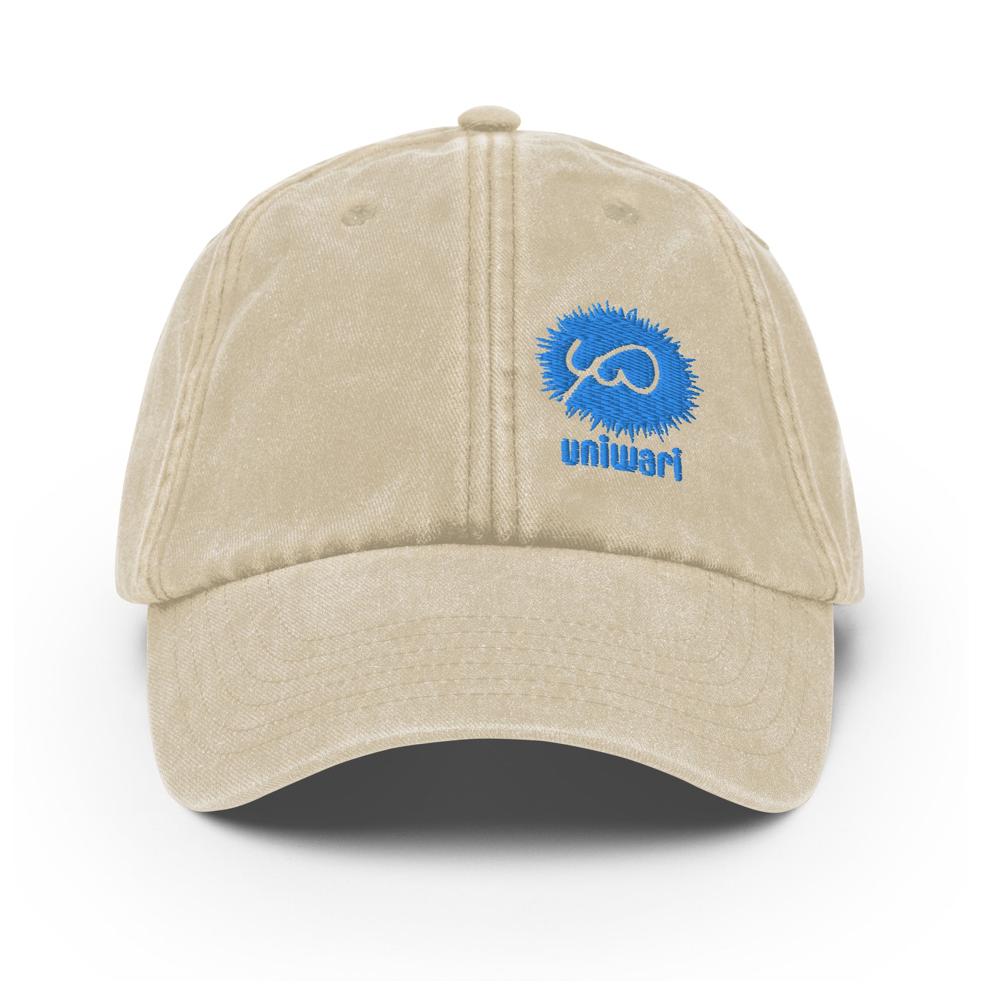 Khaki Cap- Front Design with an Blue Embroidery of Uniwari Logo